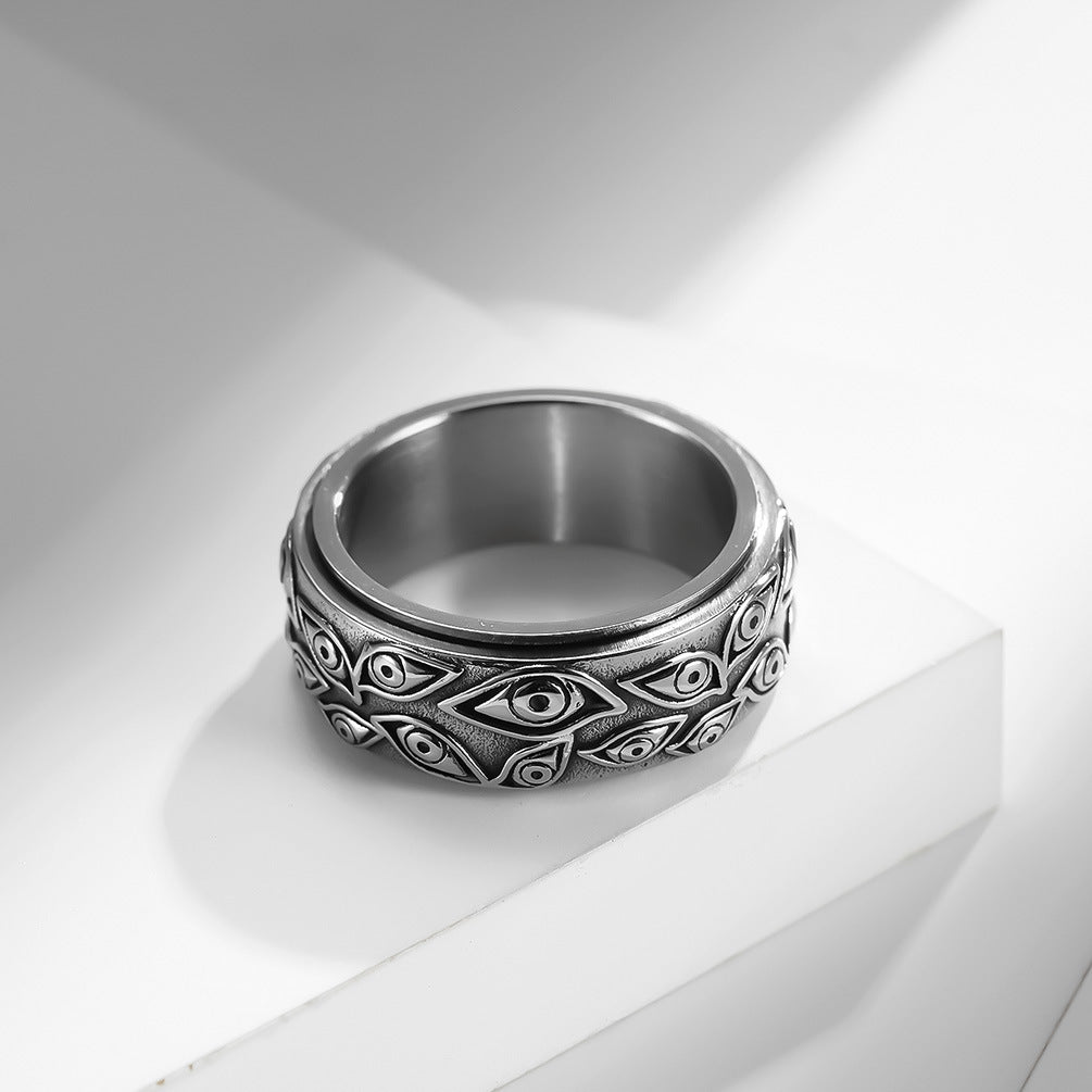 Wholesale Jewelry Devil Eye Rotating Titanium Steel Rings